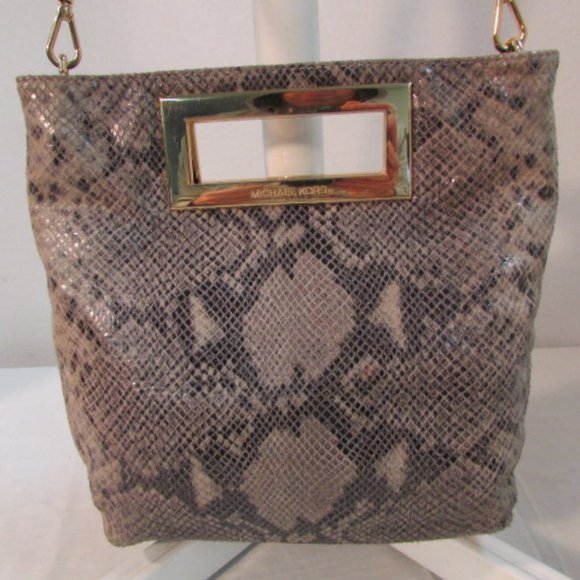 Michael Kors Brown Snakeskin Larger Clutch - Picture 1 of 15